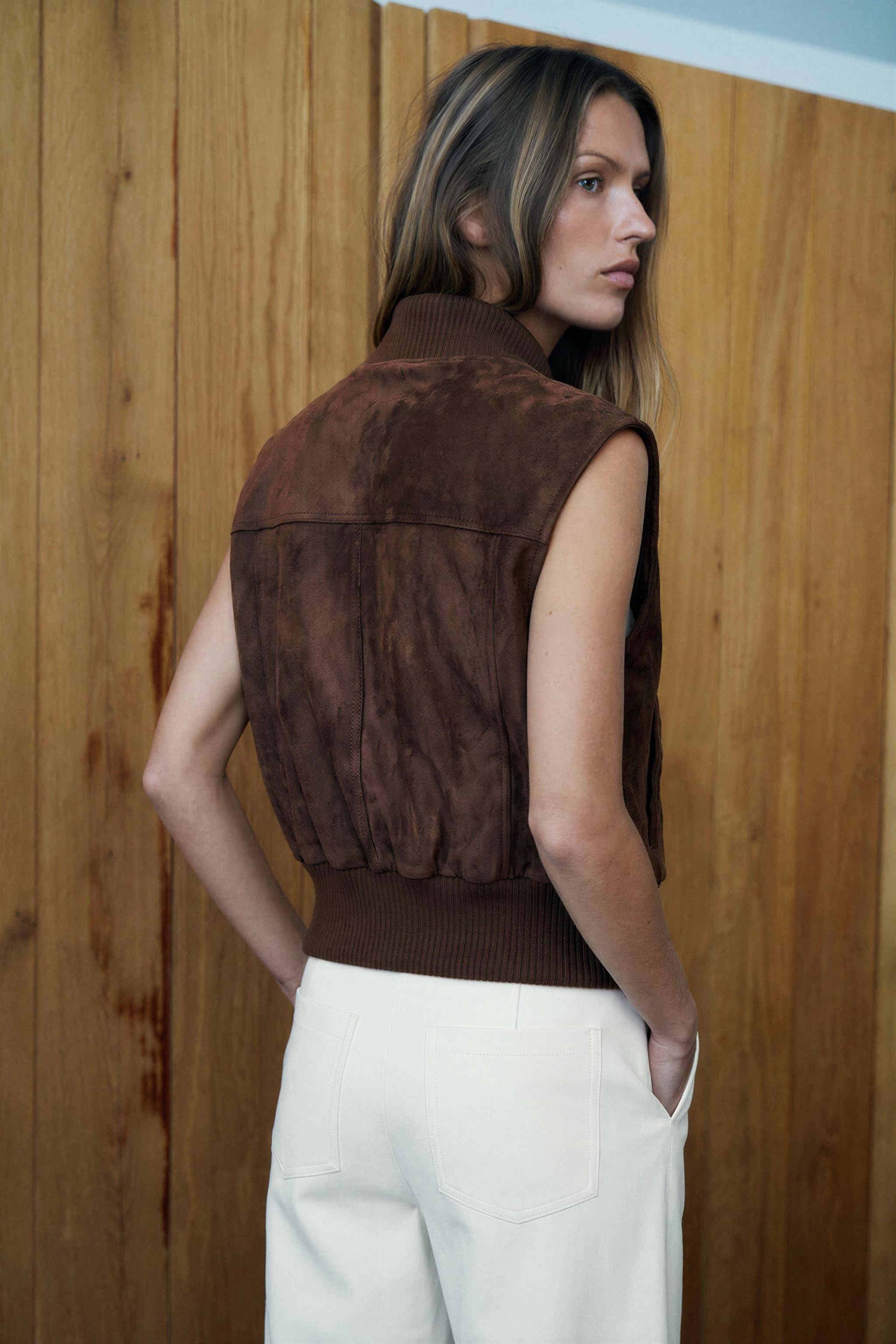 GILET SANS MANCHES EFFET DAIM